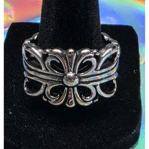 Ring Old Floral Cross Cuff Stainless Steel Size 12 14.5 mm   Item‎ 0133